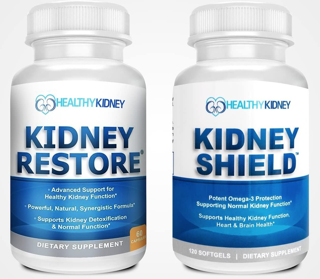 Nieren Restore & nierschild 2-pack bundel voor nierreiniging, ondersteuning nierfunctie, niergezondheid en meer