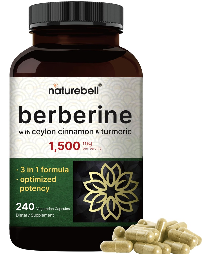 Berberine Supplement 1500mg met 1000mg Ceylon Cinnamon & 300mg Kurkuma, 240Veggie Capsules 