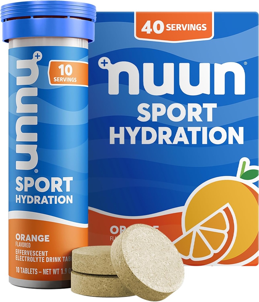 Nuun Sport: Electrolyte Drink Tablets, Oranje, 10 Tellen (pakket van 4)