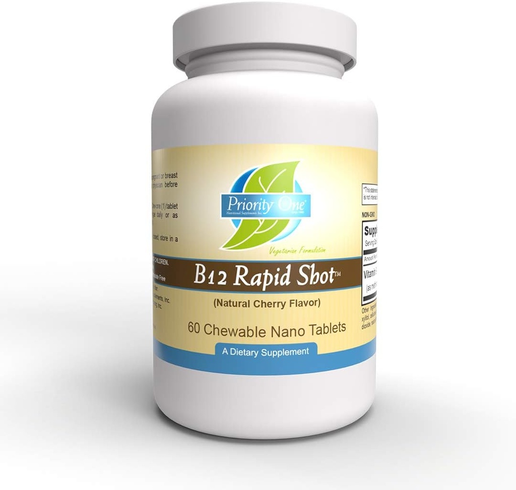 Priority One Vitamins B12 Rapid Shot 60 Chewable Nano Tablets - Methylcobalamin Vitamin B12