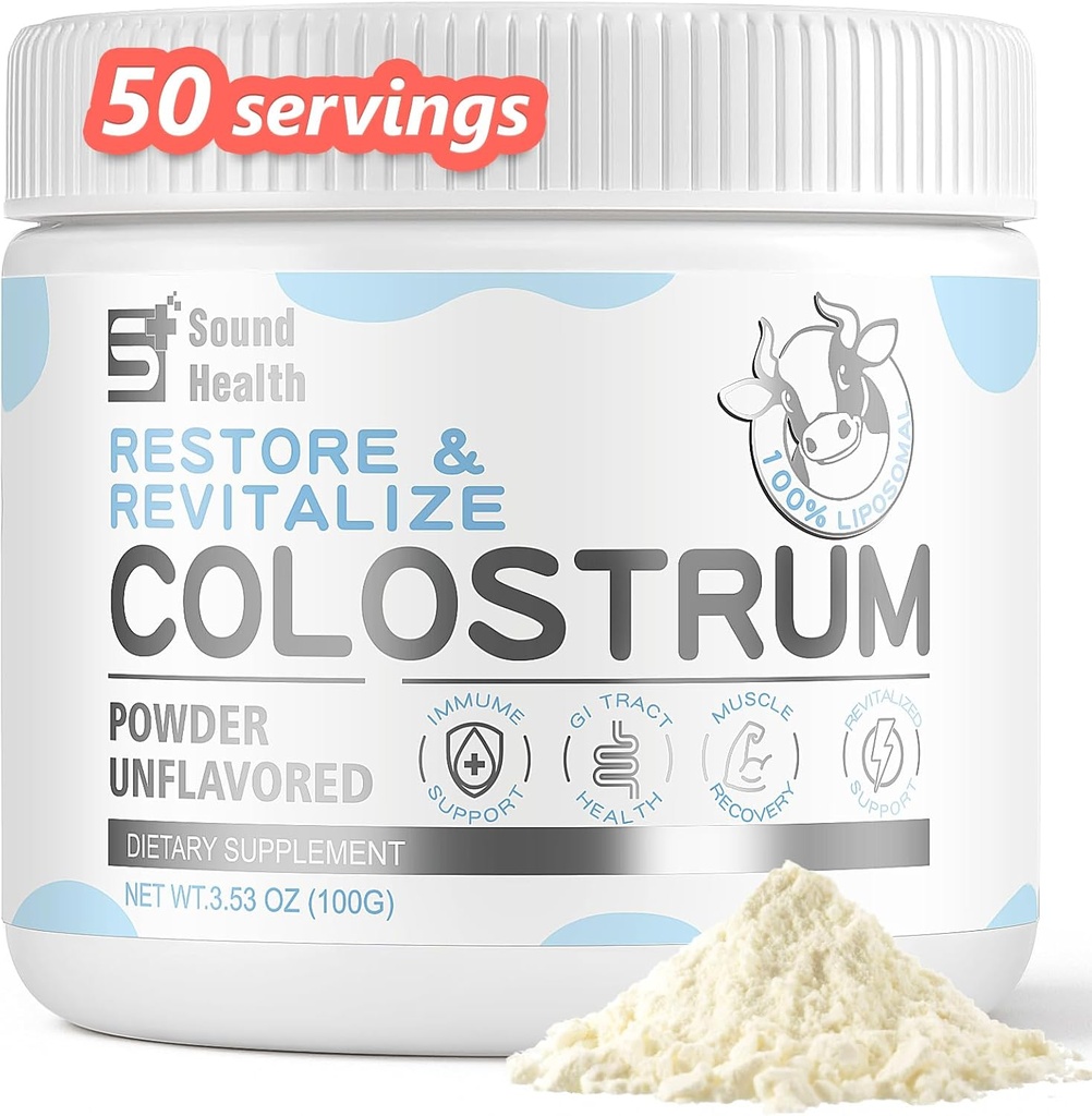 Colostrum Supplement Powder for Humans - Organic Bovine Colostrum Supplement for Gut Health, Hair Growth, Beauty, and Immune Support - Unflavored (50 Servings)