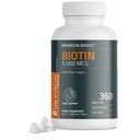 Bronson Biotin 5.000 MCG ondersteunt gezond haar, huid en nagels en energieproductie - High Potency Beauty Support - Non-GMO, 360 Vegetarische tabletten