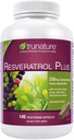 TruNature Resveratrol Plus, 250 Milligram Gestandaardiseerde Trans-Resveratrol 140 Vegetarische Capsules