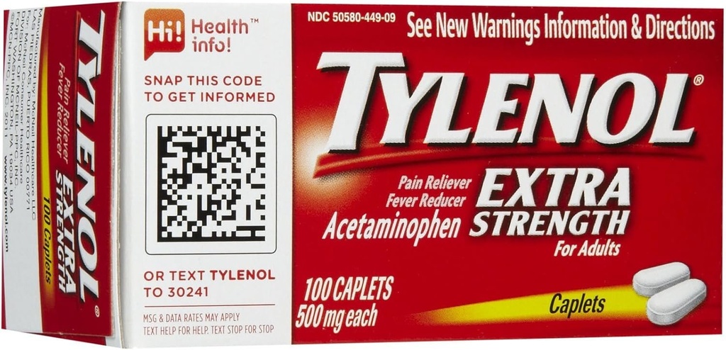 Tylenol Extra sterkte pijn Reliever & koorts Reducer Caplets-100 Tellen