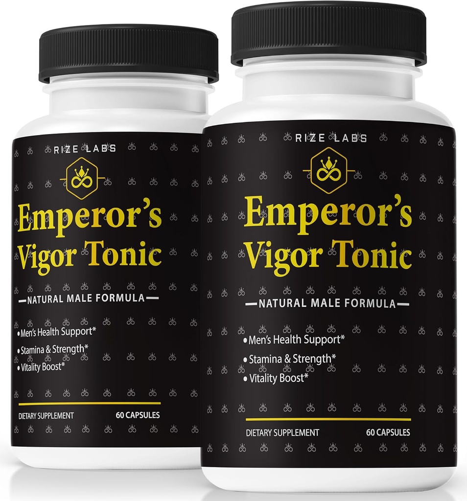 rize labs (Pack of 2 Emperor's Vigor Tonic for Men, All-Natural Male Formula, Original Supplement to Support Overall Health and Performance, Official Reviews (120 Capsules)
