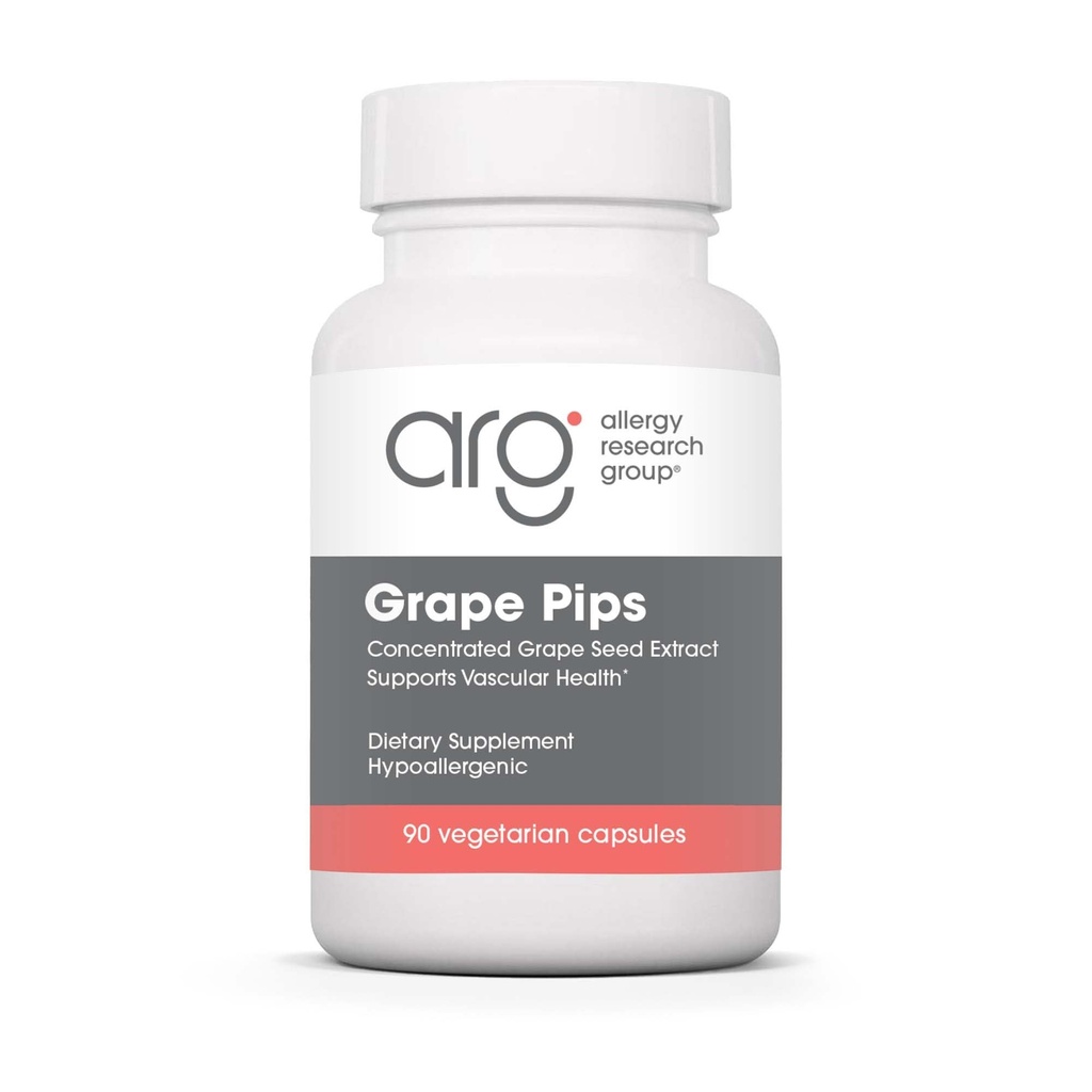 Allergie Research Group Grape Pips - Grape Seed Extract, Proanthocyanidines, Polyfenolen, Kruidensupplement, Biologische, 300mg Capsules - 90 Tellen