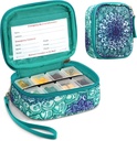 FINPAC Pill Organizers, 8 Compartiments Travel Pill Case voor Weekly 7 Days Medication Care, Compact & Cute Medicine Vitamine Dispenser en houders (Emerald Illusions)