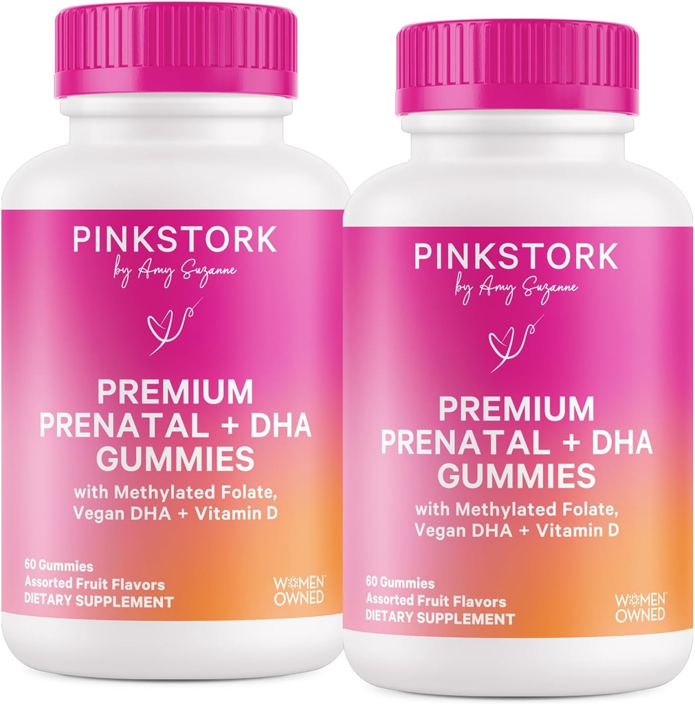 Pink Stork Premium Prenatale Gummy Vitaminen met DHA, Folaat en Vitamine D - 60 Vegan Gummies - 2 Pack