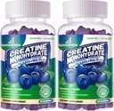 Creatine Monohydraat Gummies Complex for Men & Women - Advanced Formula W/L-Taurine + Vitamine B12, Suikervrij Kauwbare Supplement,180 Blueberry Gummies 2pack
