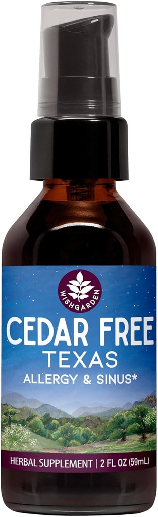 WishGarden Kruiden Cedar-Free Texas Allergie & Sinus - Plant-Based Kruiden Allergie Relief voor volwassenen, helpt kalmeren Cedar Koorts Symptomen, Zone 5 Allergie Formule, Texas Cedar Koorts Allergie Relief Drops, 2oz