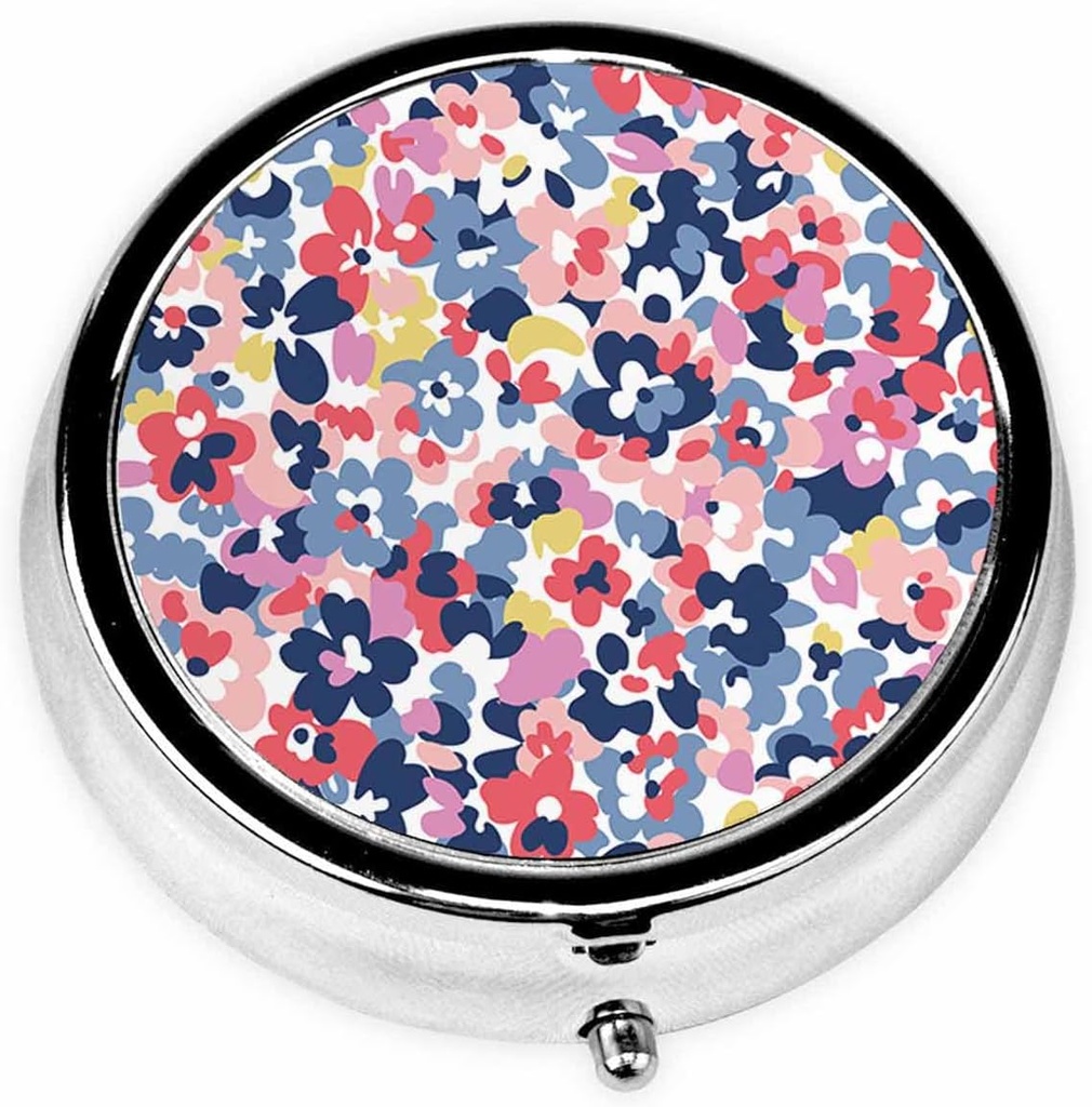 IBILIU Medicine Pill Case Waterverf Bloem Kleurrijke Scatter Bloemen Portable Pill Box voor Pocket Metaal Geneeskunde Vitamine Organizer 3 Compartiment