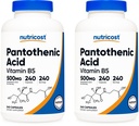 Nutricost Pantotheenzuur (Vitamine B5) 500 mg, 240 capsules (2 flessen)