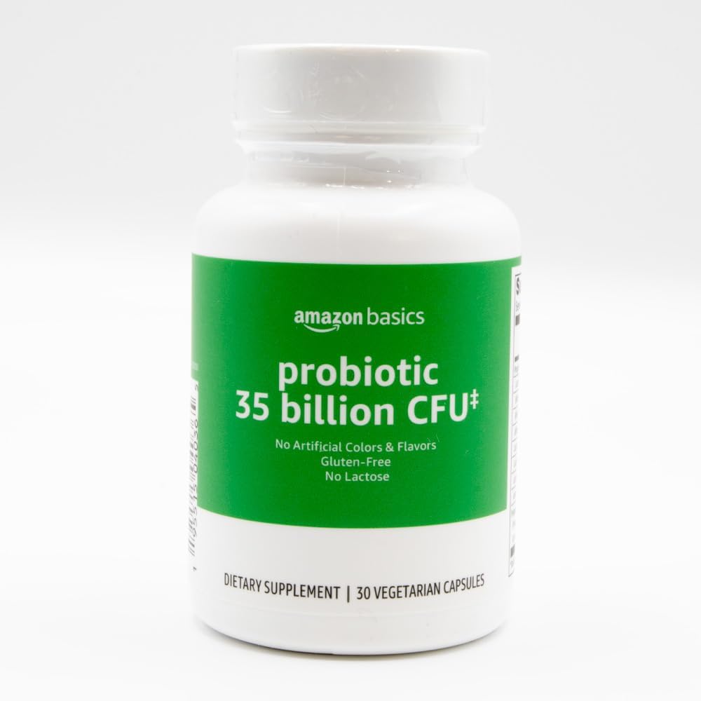 Basics Probiotic 35 Miljard CFU, 8 Probiotische Strains met Prebiotic Blend, Ondersteunt gezonde spijsvertering, 30 Vegetarische Capsules, 1 maand levering (voorheen Solimo)