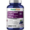 NusaPure Grape Seed Extract 40.000mg per caps, 200 Vegan Capsules, Gestandaardiseerde, Niet-GMO, Glutenvrij, Resveratrol