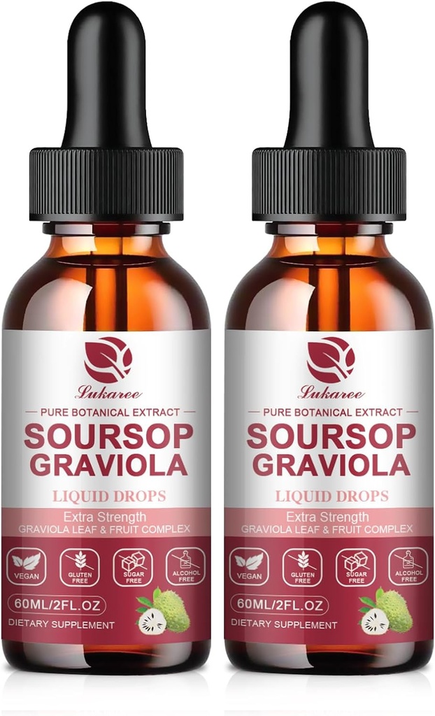 Soursop Graviola Liquid Drop - Pure Leave & Fruit Complex - 4X effectiviteit - Soursop Bitters Liquid for Immunity, Liver & Antioxidant, Herbal Goodness, 2 maand levering, 4 Fl Oz