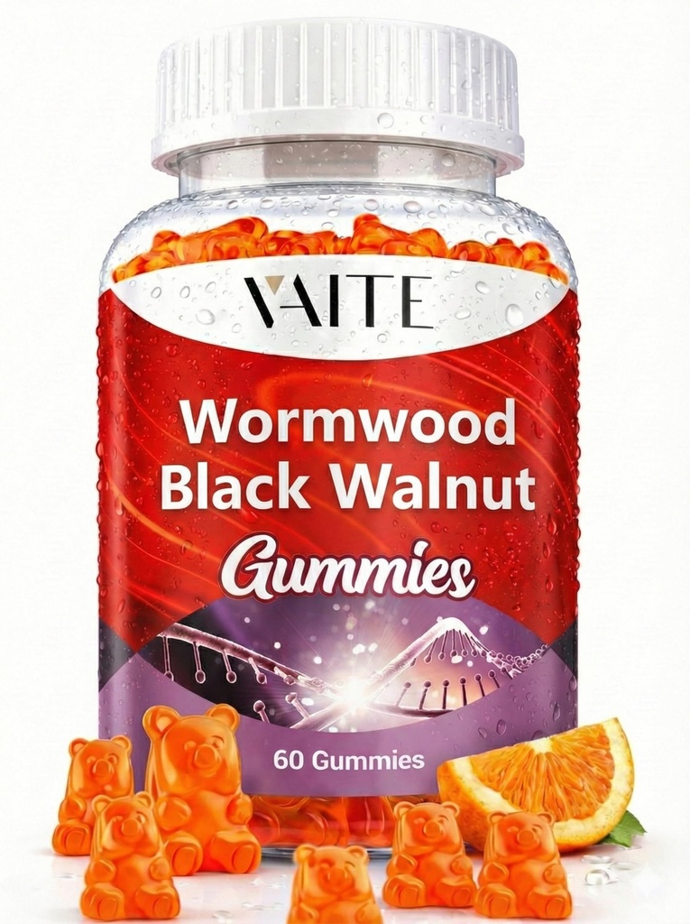 Black Walnut Wormwood Gummies - Herbal Supplement met Artemisia Annua Herb & Juglans nigra Hull voor de spijsvertering Wellness & Natural Body Cleanse, Non-GMO & Gluten Free Supplements - 60 Gummy Kauwtabletten