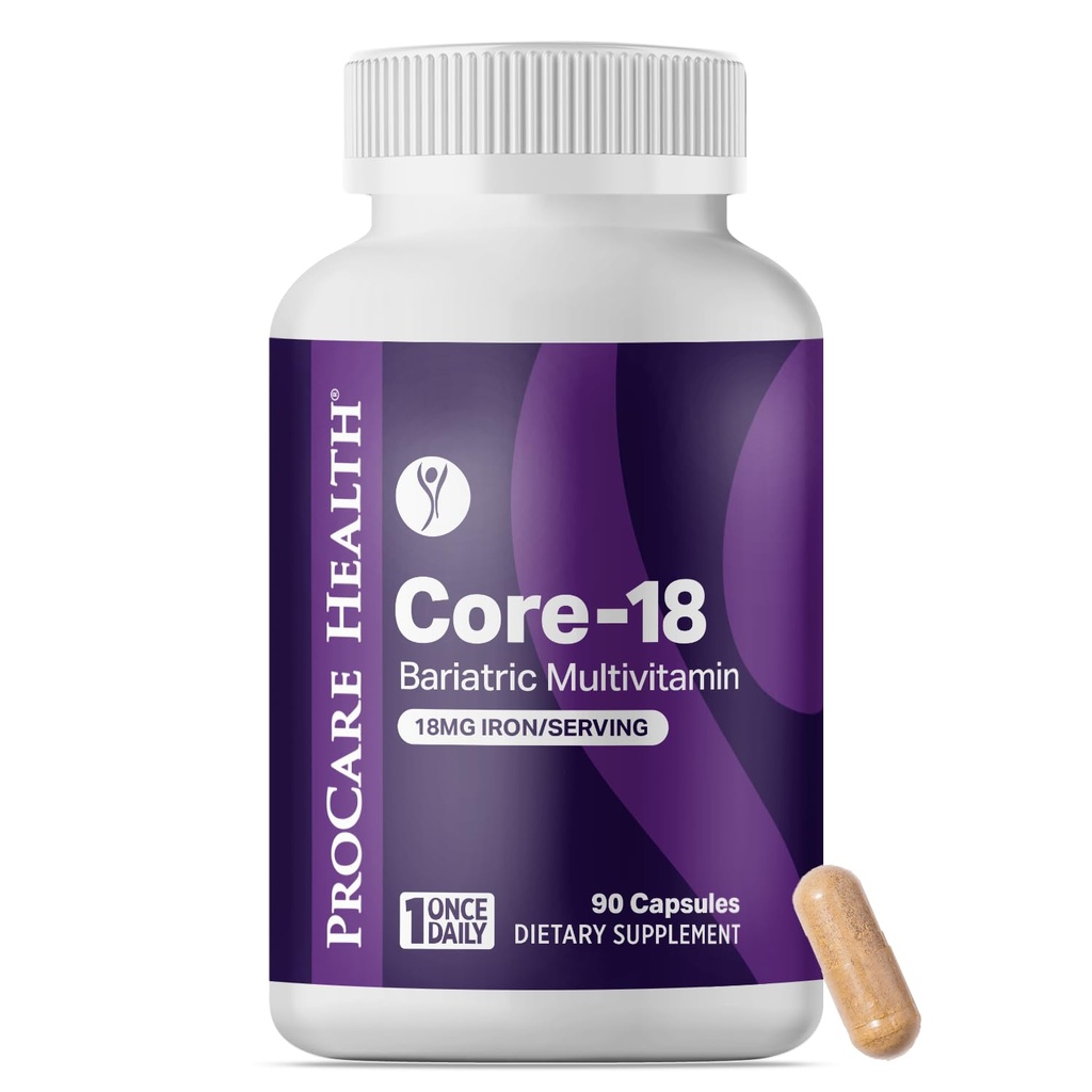 ProCare Health Bariatrische Multivitamine met ijzer 18mg (03 maand Supply) - Post-Op Bariatrische Vitaminen voor Gastrische Bypass Bariatrische Chirurgie Patiënten, Ondersteunt herstel (90 Makkelijk te slikken Capsules)