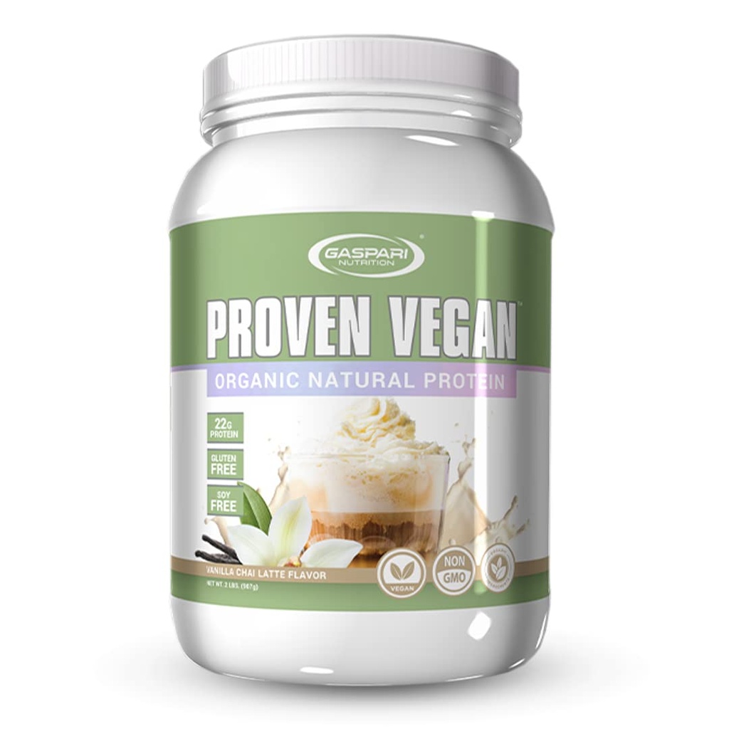 Gaspari Nutrition Proven Vegan Protein, Biologische Natuurlijke Proteïne, Glutenvrij, Sojavrij, NON GGO (2lbs, Vanilla Chai Latte)