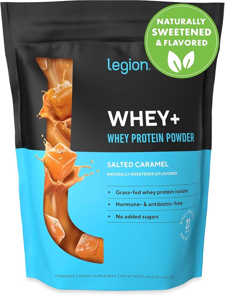 LEGION Whey+ Protein whey Isolate from Grass Fed Cows - Whey Protein Isolate Powder Low Calorie, Non-GMO, Sugar Free, Lactose and Gluten Free, All Natural Protein Powder for Men & Women (60 Servings)