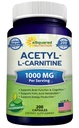 aSquared Nutrition Acetyl L-Carnitine 1000mg Max Sterkte - 200 Veggie Capsules - Hoge dosering Acetyl L Carnitine HCL (ALCAR) Supplement Pillen ter ondersteuning van pure energie, hersenfunctie en vetzuur