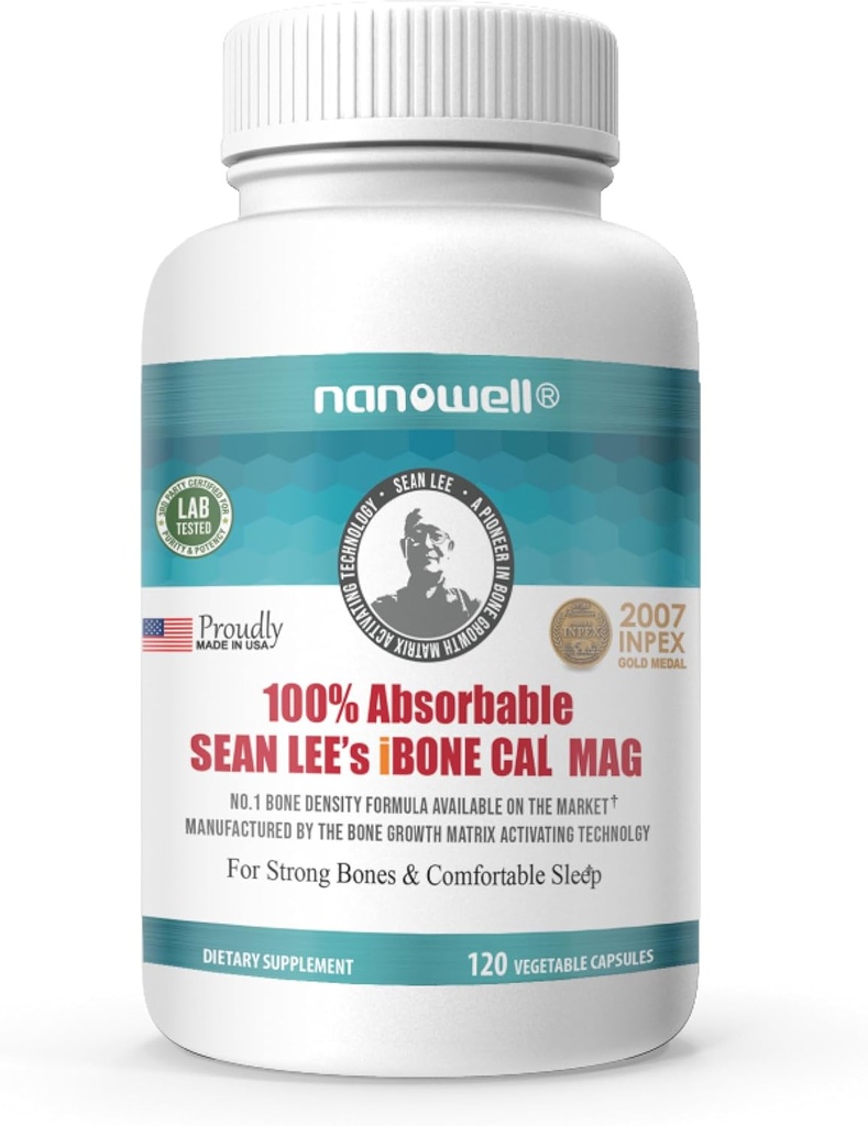 NANOWELL Sean Lee's iBone Cal Mag - Bone Health, Calcium & Magnesium Supplement - 120 Vegetable Capsules, 30 Day Supply