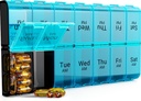 7 Dag Extra Grote Pillen Organisator 2 keer per dag, Weekly Pillen Box Twee keer per dag, XL AM PM Pillen Case, Oversized Daily Medicine Organizer voor Vitamine, Big Pillen Container (Cyaan)