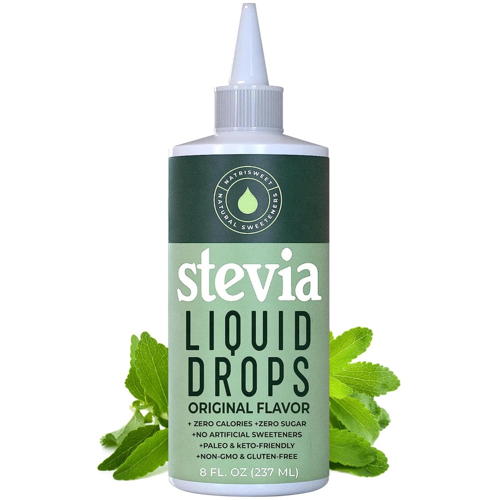 Stevia Liquid Drops, 8 Fl oz, 1823 Serves, Pure Concentrated Drops with Zero Calories & Zero Carbs, Delicious Sugar Substitute Great for Keto & Paleo Diets, by Natrisweet