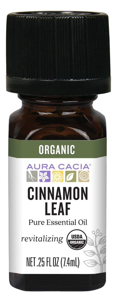 Aura Cacia biologische kaneelblad essentiële olie, 0,25 Ounce