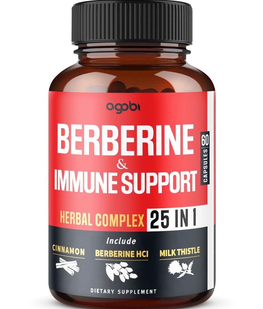 Premium Berberine Supplement met Ceylon, Ashwagandha, Kurkuma, melkdistel, vlierbessen en zwarte peper - Ondersteunt het immuunsysteem, hart- en vaat- en gastro-intestinale - 60 capsules