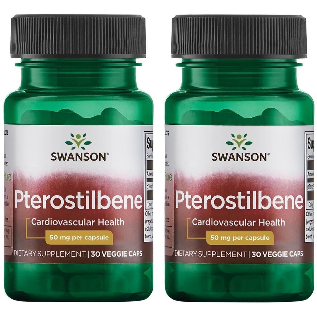 Swanson Pterostilbene 50 mg 30 Veg Caps (2 verpakkingen)