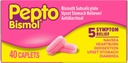 Pepto Bismol Caplets for Nausea, Heartburn, Indigestion, Upset Stomach, and Diarrhea, 5 Symptom Fast Relief in a Convenient Form, 40 ct