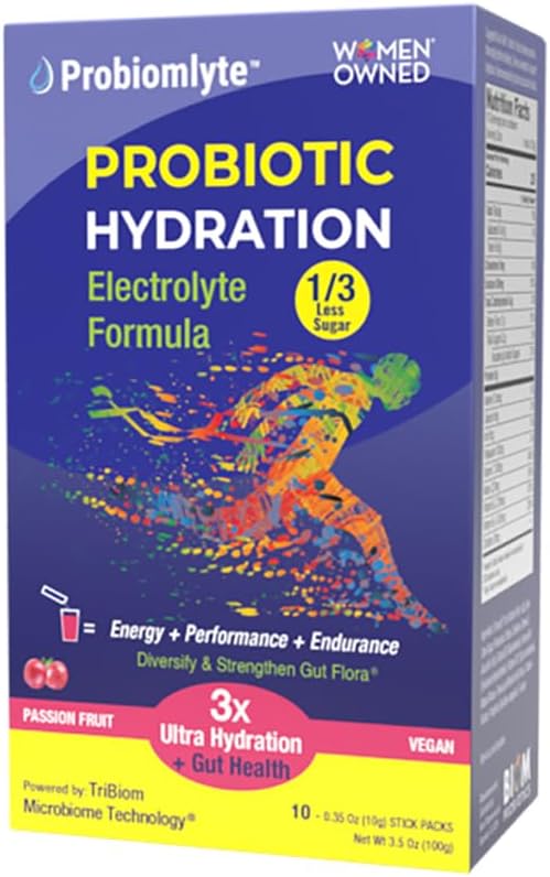 Probiomlyte Probiotic Hydration versterker. Elektrolyten + belangrijkste vitamines + Probiotica + Prebiotica + Postbiotica + Citrulline Better Endurance, Performance, Energy, Gut Health . Passie Fruit 10 sticks