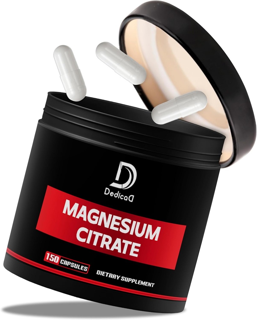 Magnesium citraat 500 mg capsules (Citrato de Magnesio) - Pure Magnesium supplement ter ondersteuning van spijsverteringssysteem, spiermassa en energieproductie - 150 capsules voor 5-maand levering