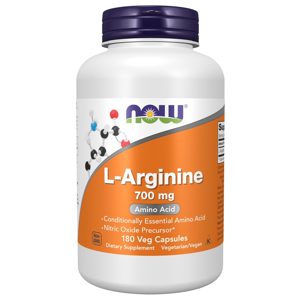 NOW Foods Supplements, L-Arginine 700 mg, Nitric Oxidative Precursor*, Aminozuur, 180 Veg Capsules