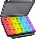 ZIKEE Wekelijkse Pillen Organisator 3 keer per dag met Vocht-Resistant Design, Pill Box 7 dag met licht bewijs en privacy bescherming voor reizen, grote week pil geval voor medicijnen, vitamines, visolie