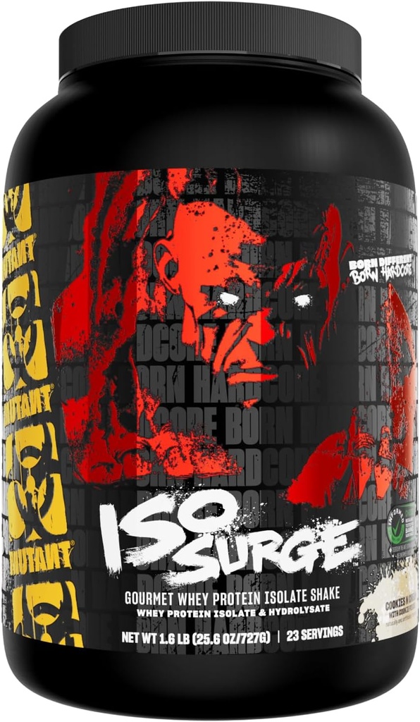 Mutant ISO Surge Wei Protein Isolaat Poeder werkt snel om te helpen herstellen, Build Muscle, Bulk en Strength, 1,6 lb (Cookies & Cream)