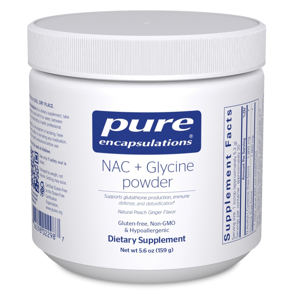 Pure Encapsulations NAC + Glycine Powder - Immune Support, Detox Cleanse & Glutathione Production* - Conditionally Essential Amino Acids - Gluten Free & Non-GMO - 5.6 oz