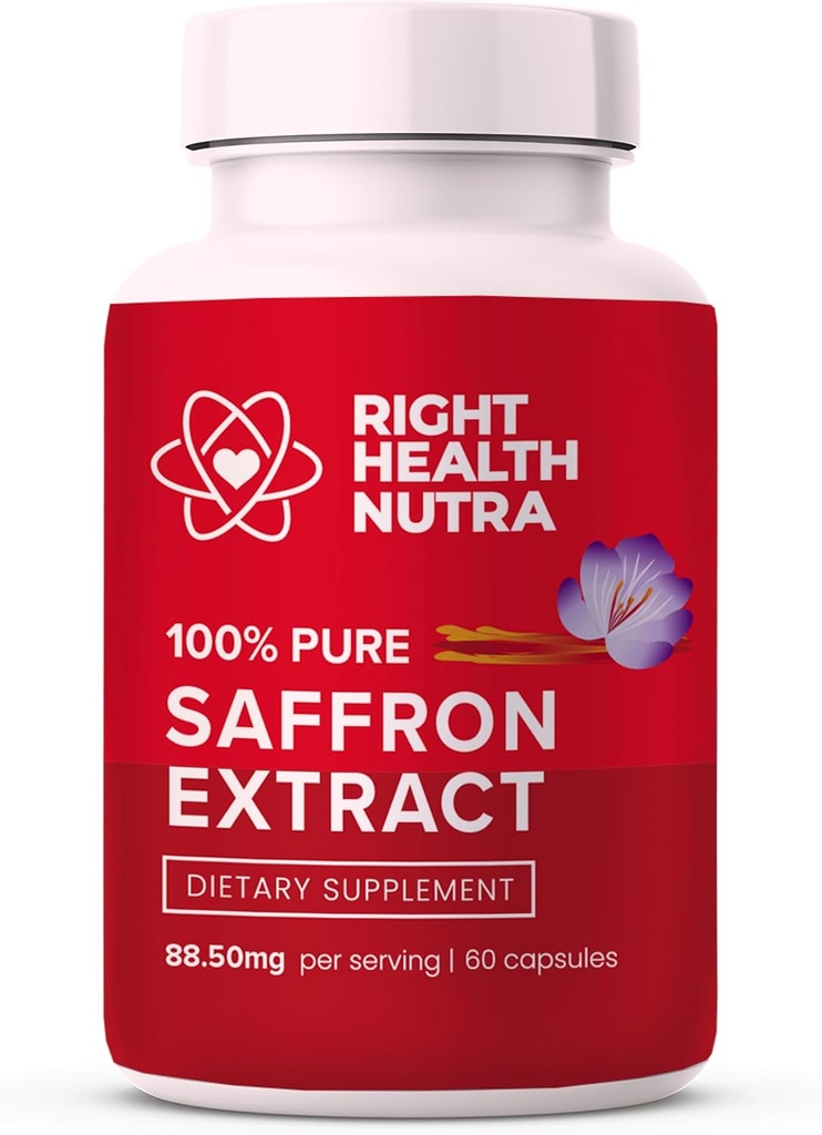 Rechts Gezondheid Nutra Saffraan Supplementen - 100% Pure Saffron Extract - Made in The USA - Ondersteunt Mood 