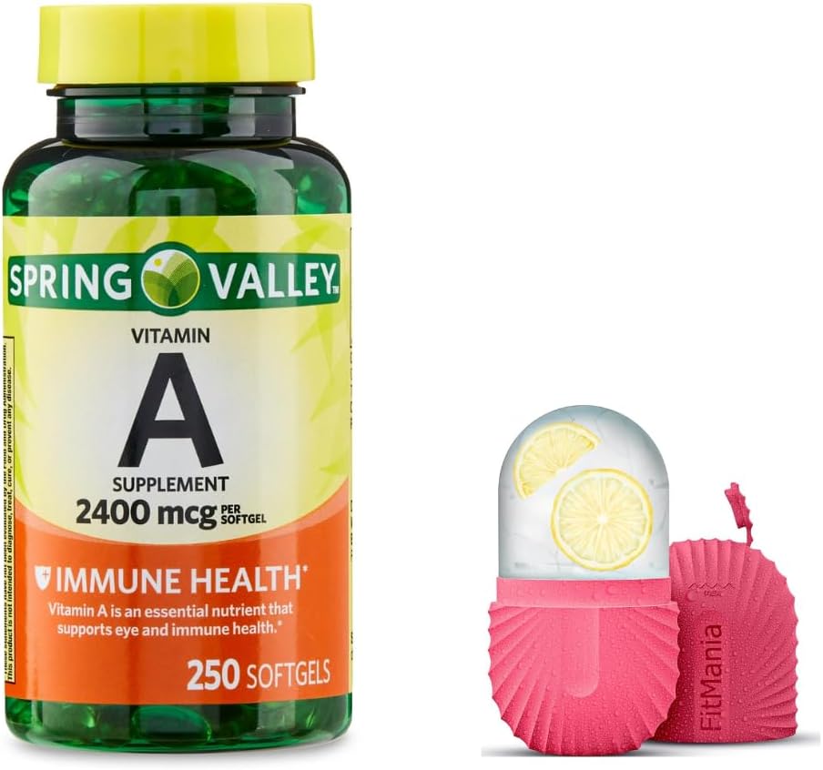 Spring Valley Vitamine A Softgels, 2400 mcg, 250 Tel, en Gift Ice Roller voor gezicht