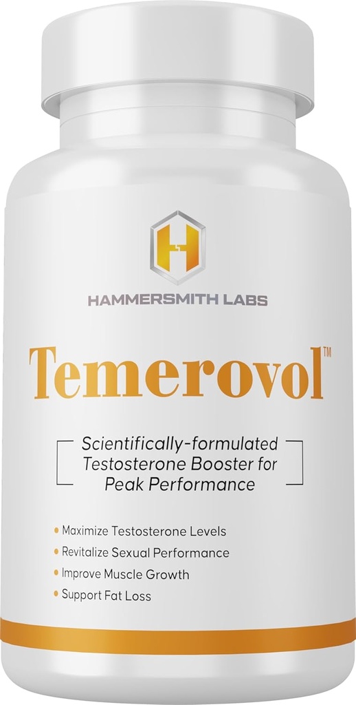 Temerovol - Mannelijke Supplement - Verbetert energie, sterkte & Libido - Lean Muscle Builder, 60 capsules - 1 fles