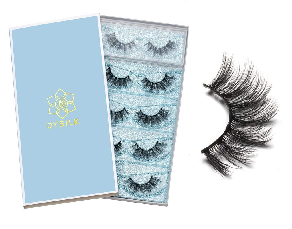 DYSILK wimpers Valse wimpers - Oog wimpers Mink wimpers 5 paar 6D wimpers Pack Fluffy wimpers nepoog wimpers Natural Look Wispy wimpers Strip Lash Faux Valse wimpers Extensions Kit 001-15mm