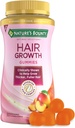 Nature’s Bounty Hair Growth Gummies for Supporting Thicker, Fuller Hair with Biotin, Silicon & Arginine, Peach Mango Flavor – Gluten Free, Contains No Lactose, Sodium or Fish, 60 Count/30 Servings