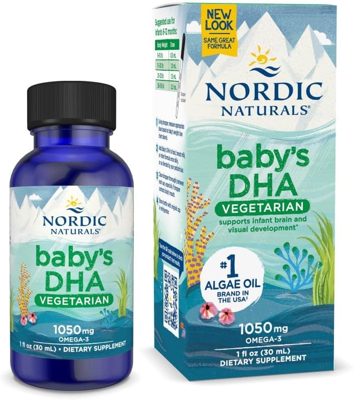 Nordic Naturals Baby DHA Vegetarian, Unflavored - 1050 mg Plant-Based Omega-3-1 oz - Ondersteunt de ontwikkeling van hersenen en visie bij baby's - Niet-GMO, Veganistisch - 15 Serven