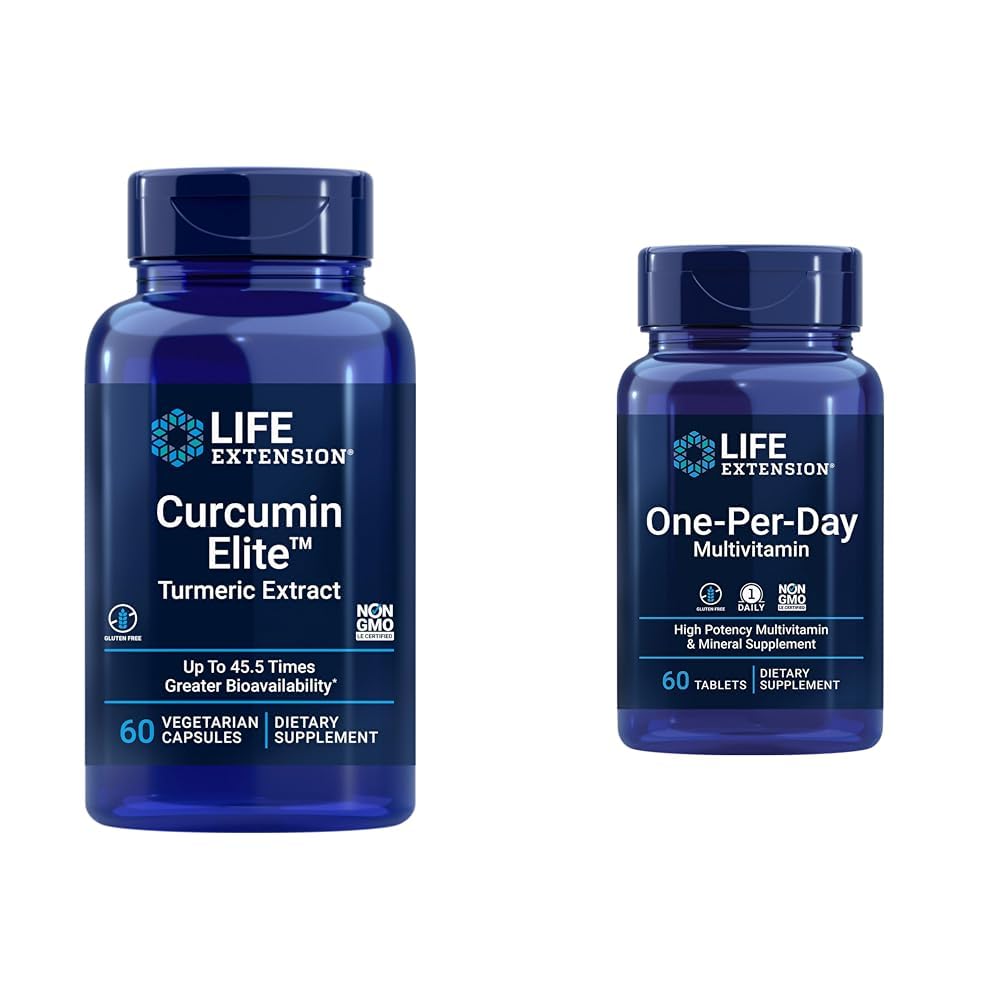Life Extension Curcumin Elite Turmeric Extract, bevordert een gezonde inflammatoire respons & One-Per-Day MultiVitamine Verpakt met meer dan 25 vitamines