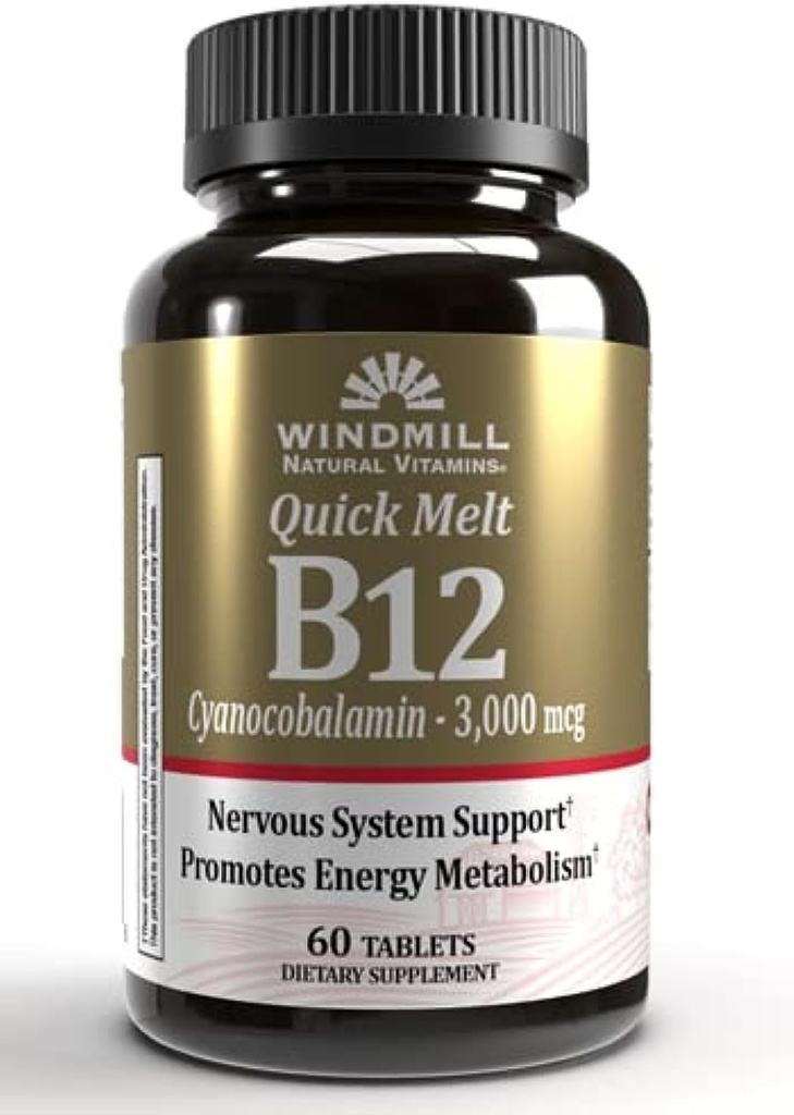 Windmolen B-12 3000 mcg Quick Melt Tablets 60 Elk (pakket van 2)