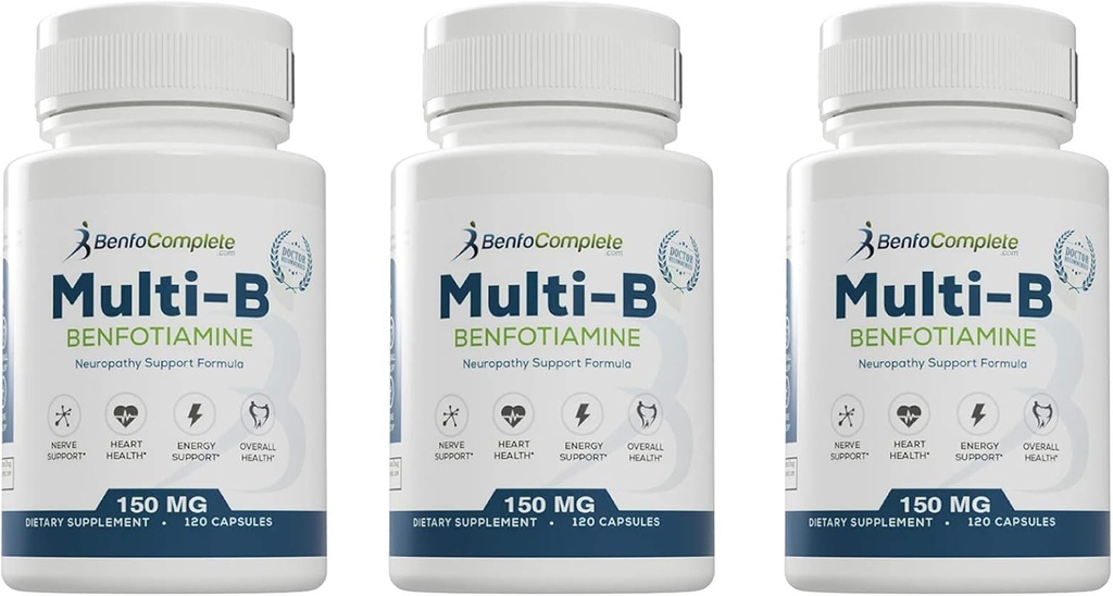 Benfotiamine Multi-B Neuropathie Ondersteuning Formule 150mg 120 Gelatine Capsules per fles - Verpakking van 3 flessen