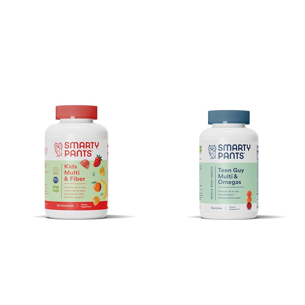 SmartyBants Kids Multivitamine Gummies and Fiber Supplement: Omega 3 Fish Oil (EPA/DHA) & Teen Guy Multivitamine Gummies: Omega 3 Fish Oil (EPA/DHA)