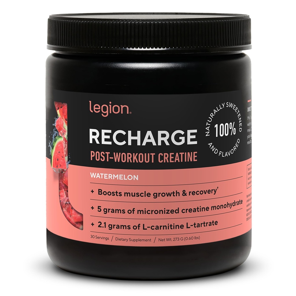 LEGION Recharge Post Workout Supplement - Alle natuurlijke spier Builder & Recovery Drink met Micronized Creatine Monohydraat. Natuurlijk zoet en smaakvol, veilig en gezond (Watermeloen, 30 Serve)
