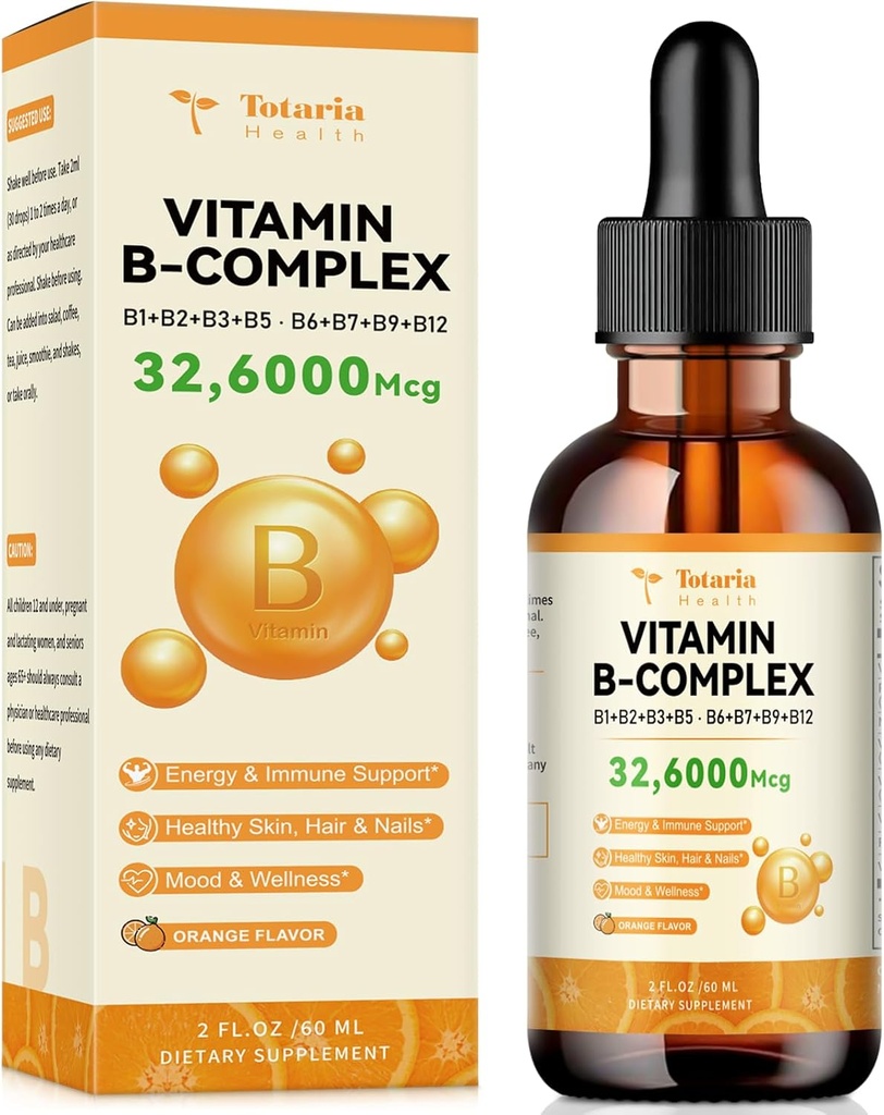 Vitamine B Complex Vloeistof met vitamine B1, B2, B3, B5, B6, B7, B9, B12-2 Fl. Oz.