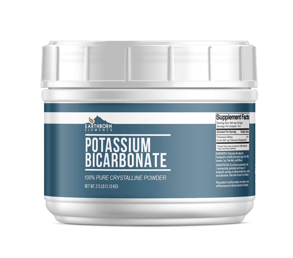 Earthborn Elements Kaliumbicarbonaat (2,5 lb), Mess-Free Tub, Pure & Onverdund